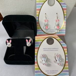 Three cute Easter bunny earrings